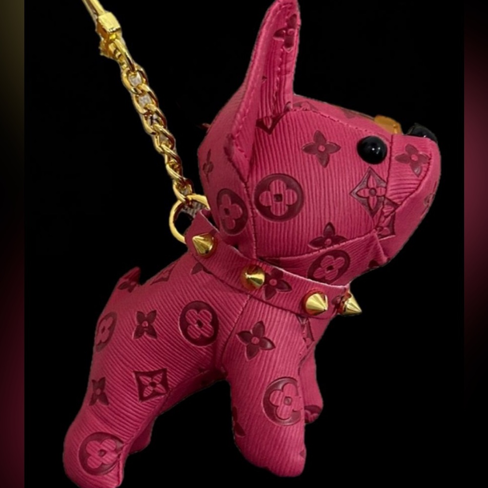 Pink BullDog Keychain with Gold Accents, NEW, The Big Dog